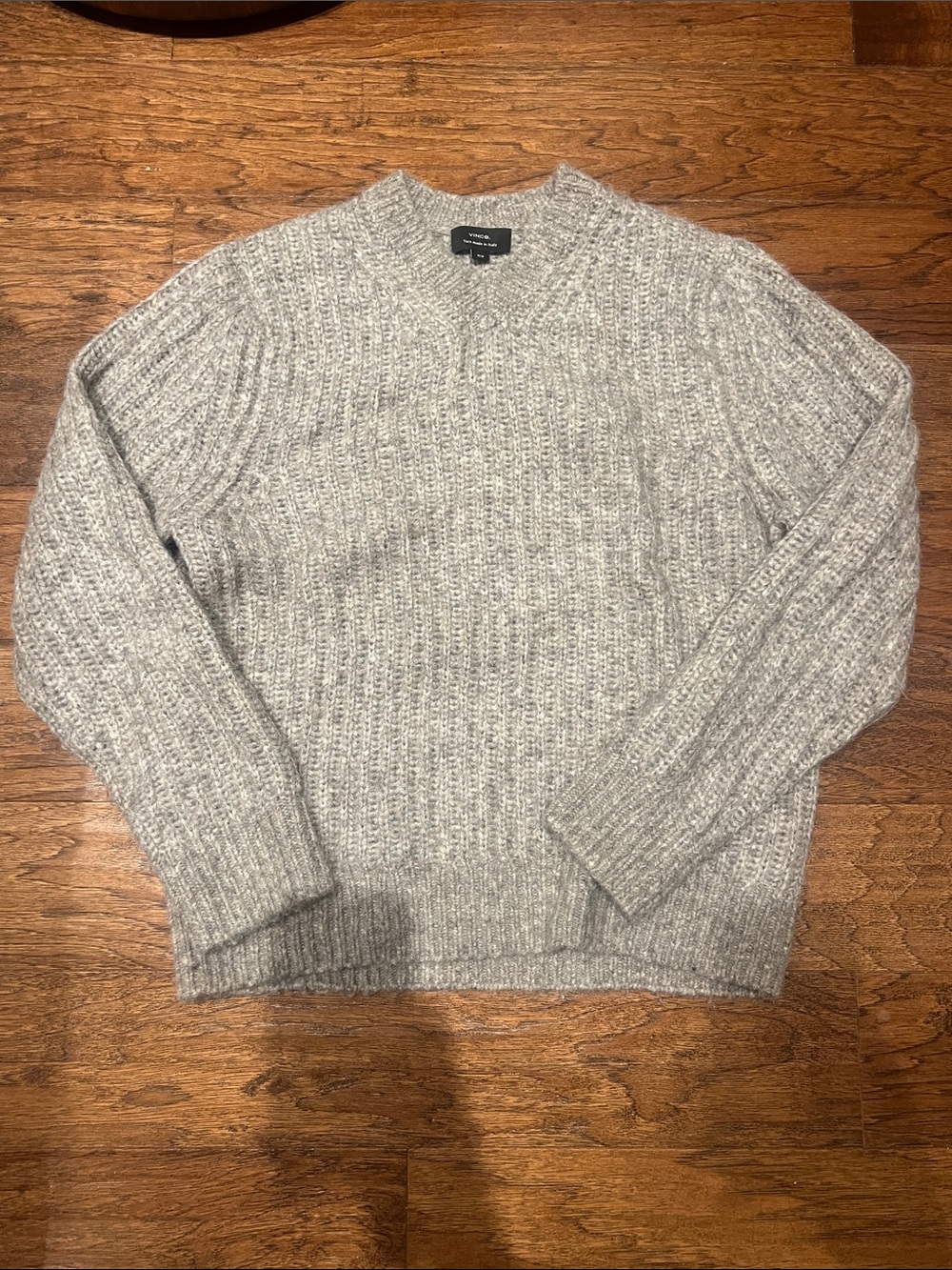 Vince Light Gray Ribbed vneck  Sweater
